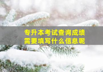 专升本考试查询成绩需要填写什么信息呢