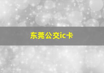 东莞公交ic卡