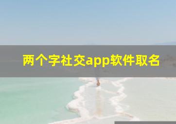 两个字社交app软件取名