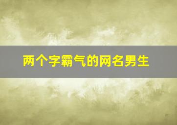 两个字霸气的网名男生