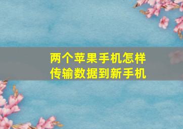 两个苹果手机怎样传输数据到新手机