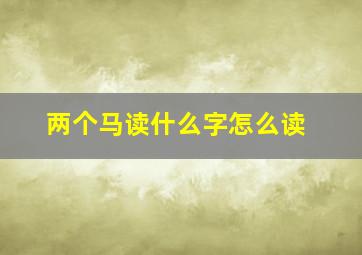 两个马读什么字怎么读