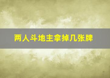 两人斗地主拿掉几张牌