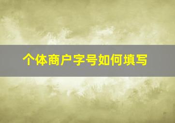 个体商户字号如何填写