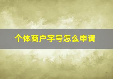 个体商户字号怎么申请