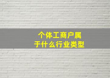 个体工商户属于什么行业类型