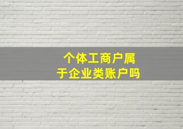 个体工商户属于企业类账户吗