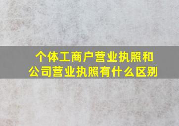 个体工商户营业执照和公司营业执照有什么区别