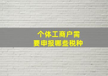 个体工商户需要申报哪些税种