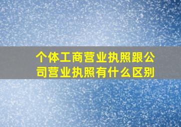 个体工商营业执照跟公司营业执照有什么区别