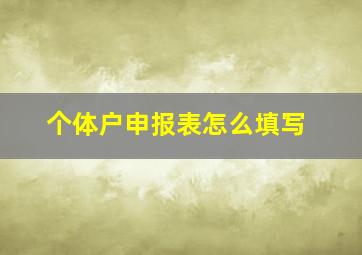 个体户申报表怎么填写