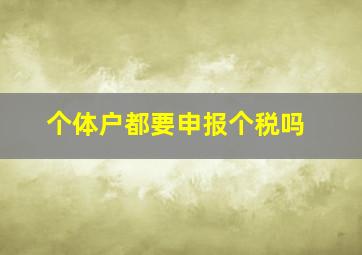 个体户都要申报个税吗