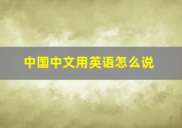 中国中文用英语怎么说