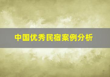 中国优秀民宿案例分析