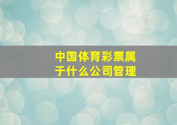 中国体育彩票属于什么公司管理