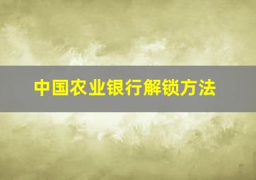 中国农业银行解锁方法