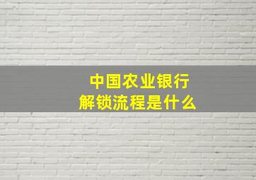 中国农业银行解锁流程是什么