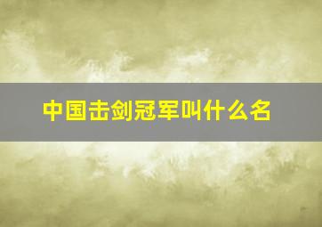 中国击剑冠军叫什么名