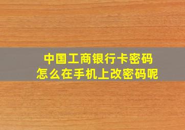 中国工商银行卡密码怎么在手机上改密码呢