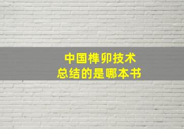 中国榫卯技术总结的是哪本书