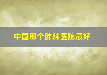 中国那个肺科医院最好