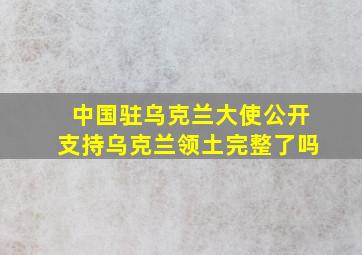 中国驻乌克兰大使公开支持乌克兰领土完整了吗