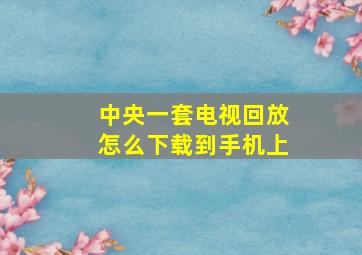 中央一套电视回放怎么下载到手机上