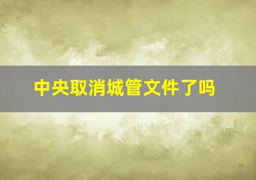 中央取消城管文件了吗