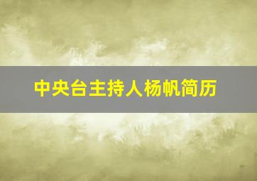 中央台主持人杨帆简历