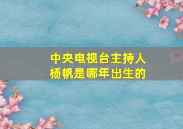 中央电视台主持人杨帆是哪年出生的