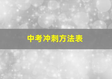 中考冲刺方法表