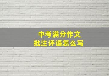 中考满分作文批注评语怎么写