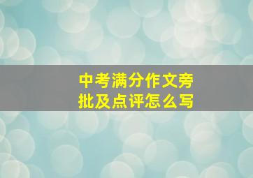 中考满分作文旁批及点评怎么写