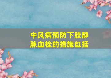 中风病预防下肢静脉血栓的措施包括