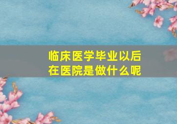 临床医学毕业以后在医院是做什么呢