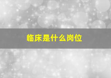 临床是什么岗位