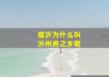 临沂为什么叫沂州府之乡呢