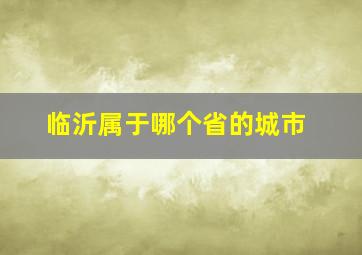 临沂属于哪个省的城市