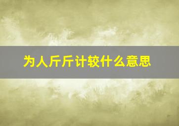 为人斤斤计较什么意思