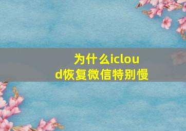 为什么icloud恢复微信特别慢