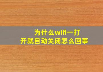 为什么wifi一打开就自动关闭怎么回事