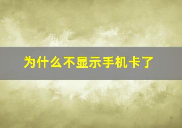 为什么不显示手机卡了