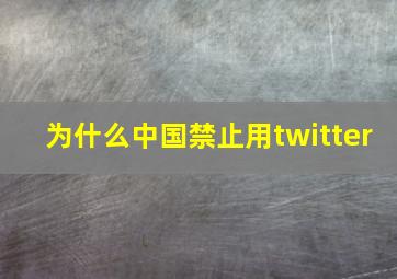 为什么中国禁止用twitter