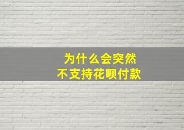 为什么会突然不支持花呗付款