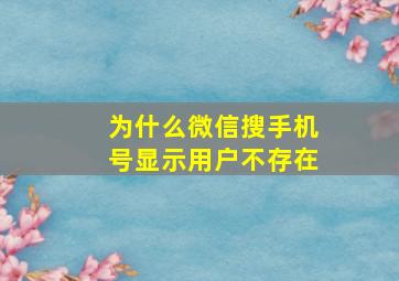 为什么微信搜手机号显示用户不存在