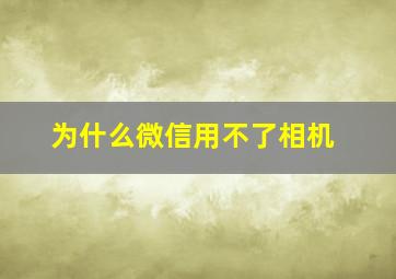 为什么微信用不了相机