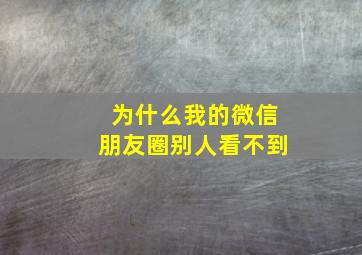 为什么我的微信朋友圈别人看不到