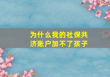 为什么我的社保共济账户加不了孩子