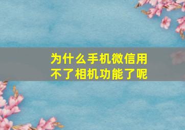 为什么手机微信用不了相机功能了呢