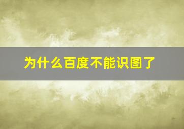 为什么百度不能识图了